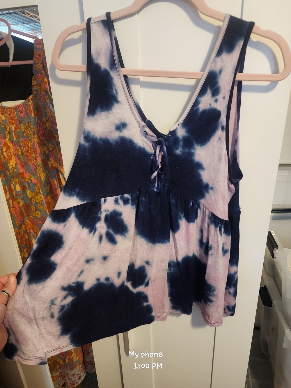 Maurices Navy and Lavender Tie-Dye Tank Top